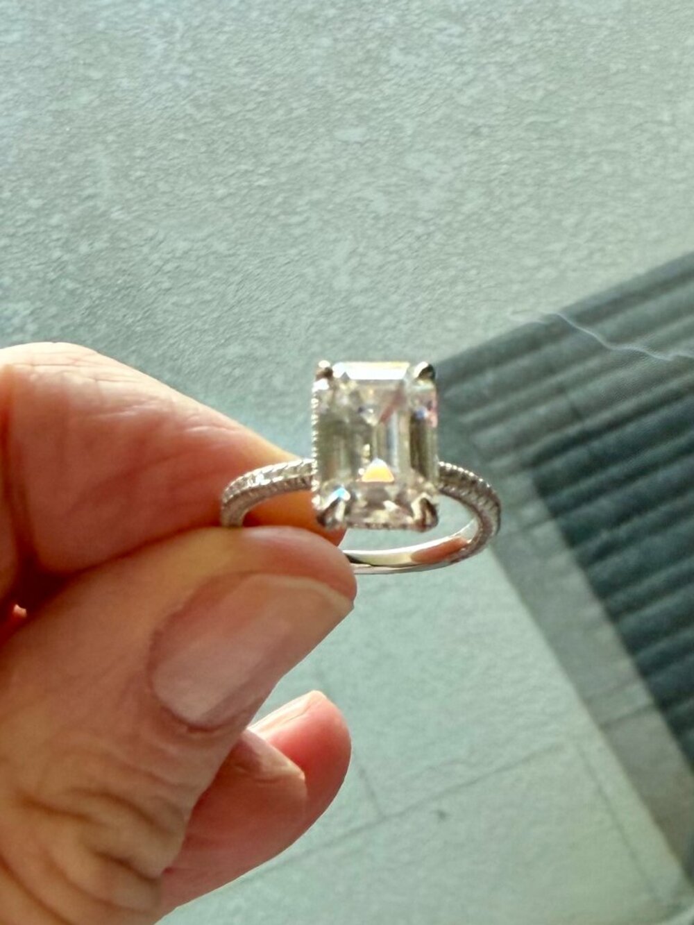 4.5 Ct Emerald Cut Moissanite Engagement Ring Size 7